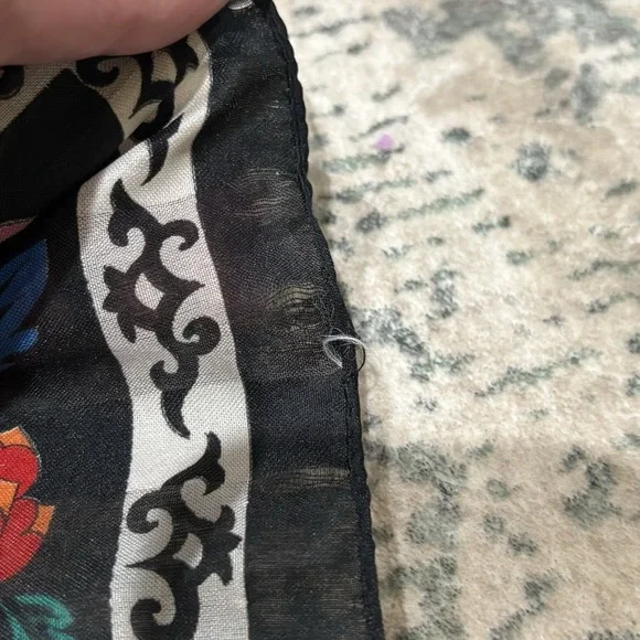 Vintage Floral Silk Scarf 30X30 - Picture 2 of 4